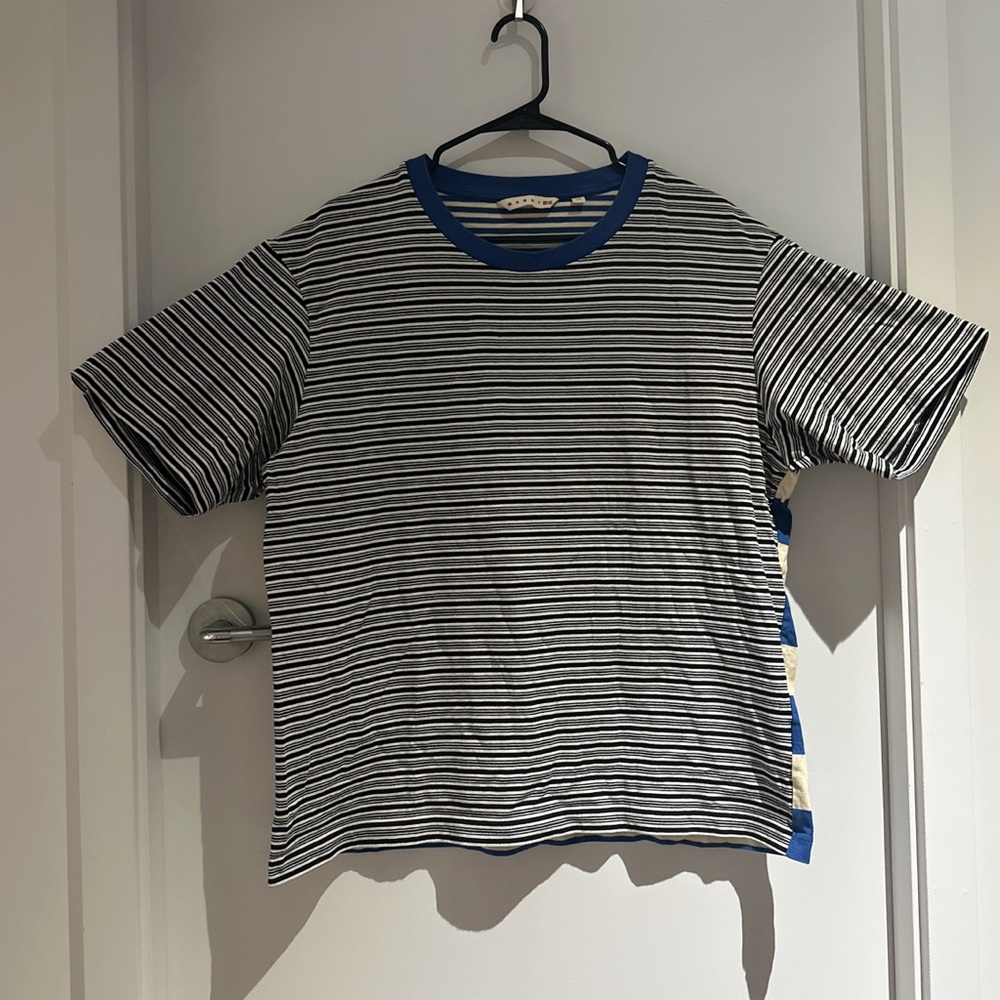 ☀️Limited Time Summer Sales☀️ Striped Short Sleeve Tee with Blue Trim